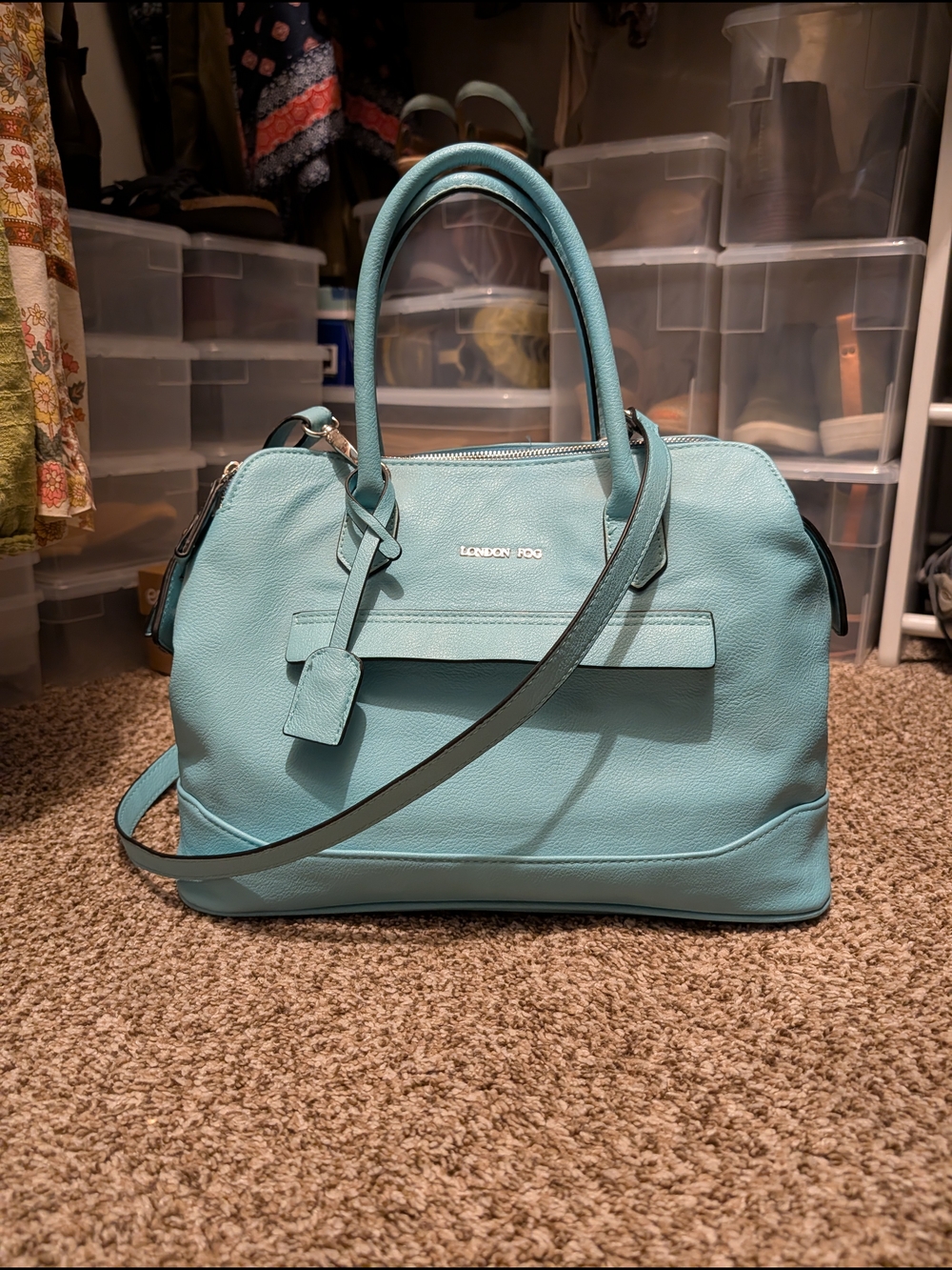 London Fog Preston Triple Compartment Satchel, Removable Strap